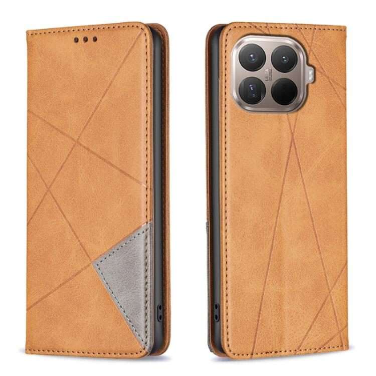 For Xiaomi 15T Pro Rhombus Texture Magnetic Leather Phone Case(Yellow)