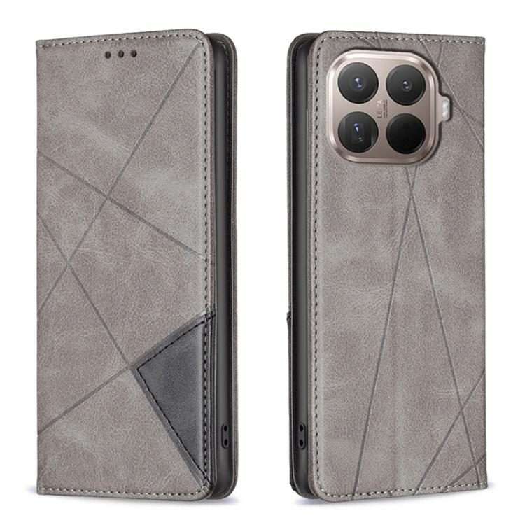 For Xiaomi 15T Pro Rhombus Texture Magnetic Leather Phone Case(Grey)