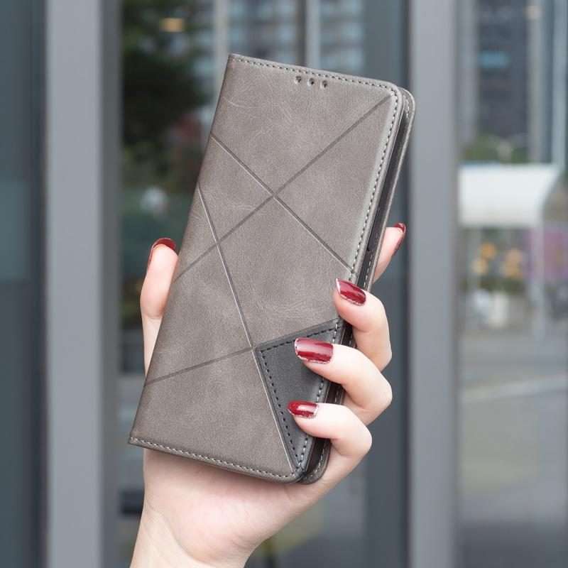 For Xiaomi 15T Pro Rhombus Texture Magnetic Leather Phone Case(Grey)