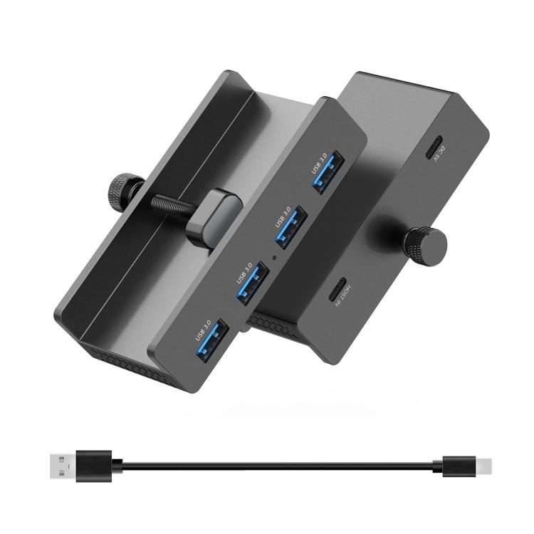 HCL-4A-Pro Aluminum Alloy 4-port USB3.0 Clamp Hub(Black)