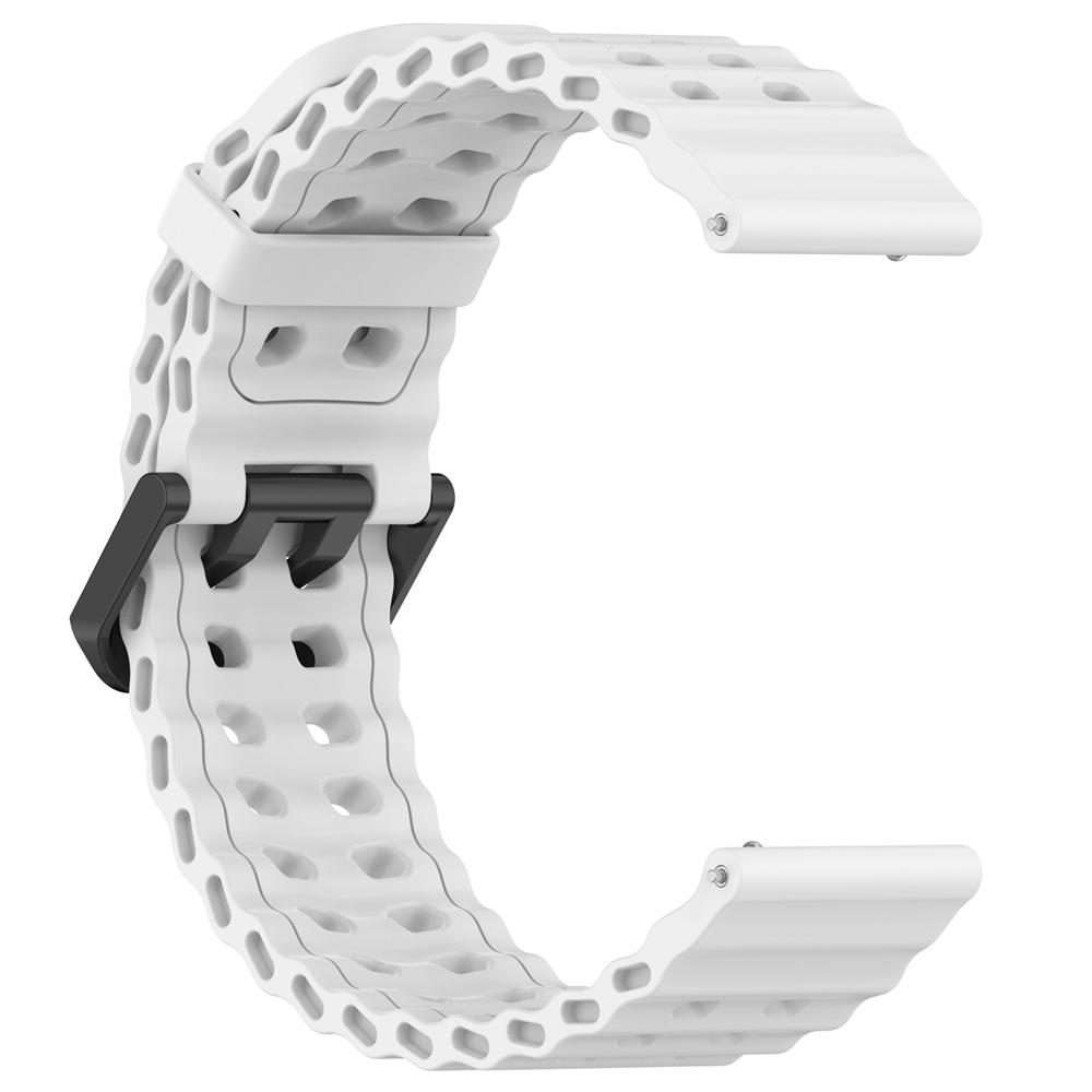 22mm Ocean Dual Pin Buckle Silicone Watch Band(White)