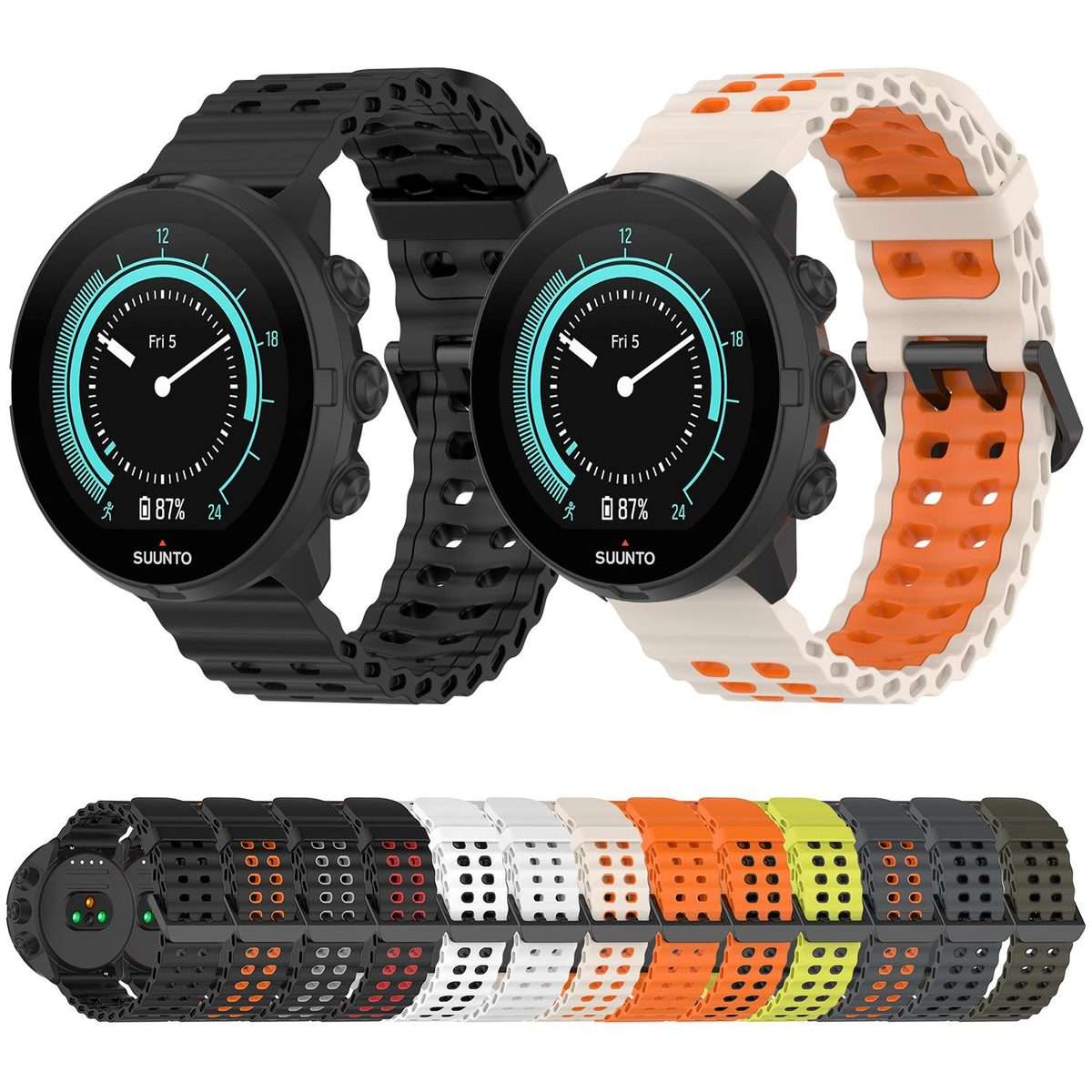 22mm Ocean Dual Pin Buckle Silicone Watch Band(White)