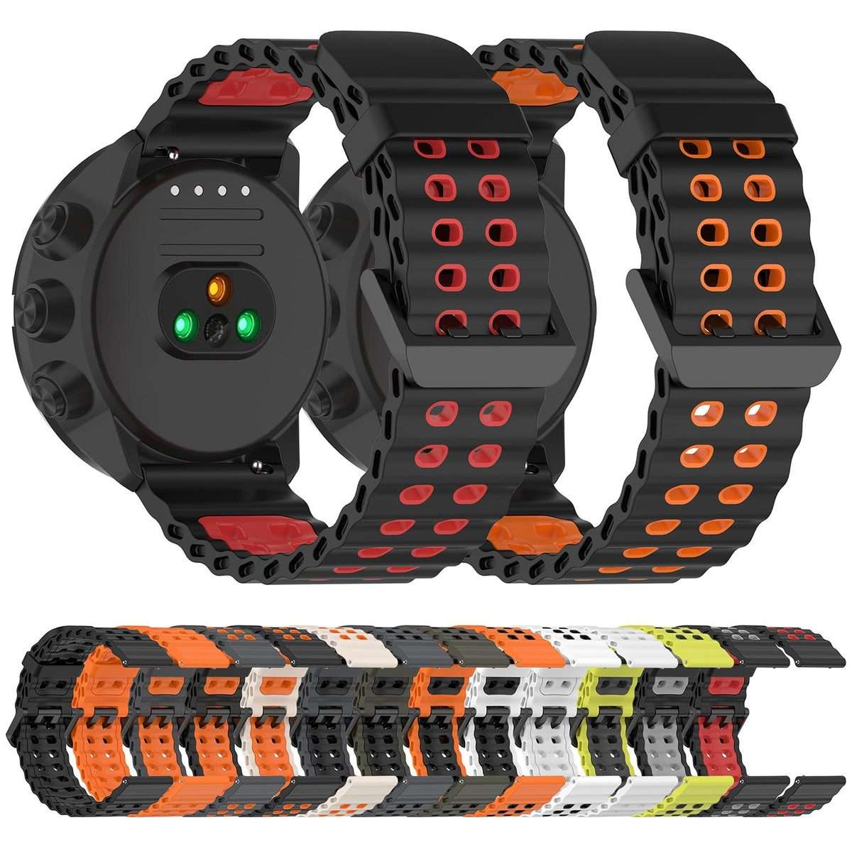 22mm Ocean Dual Pin Buckle Silicone Watch Band(White)
