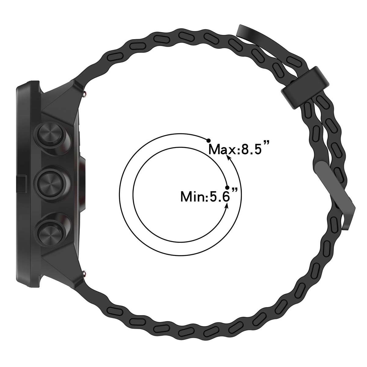 22mm Ocean Dual Pin Buckle Silicone Watch Band(White)