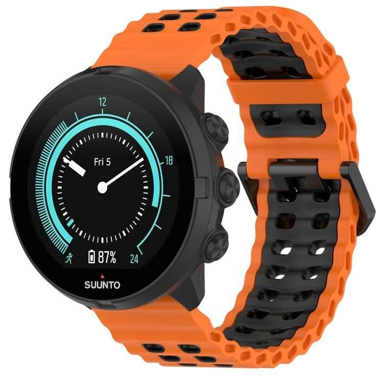 22mm Ocean Dual Pin Buckle Silicone Watch Band(Orange Black)
