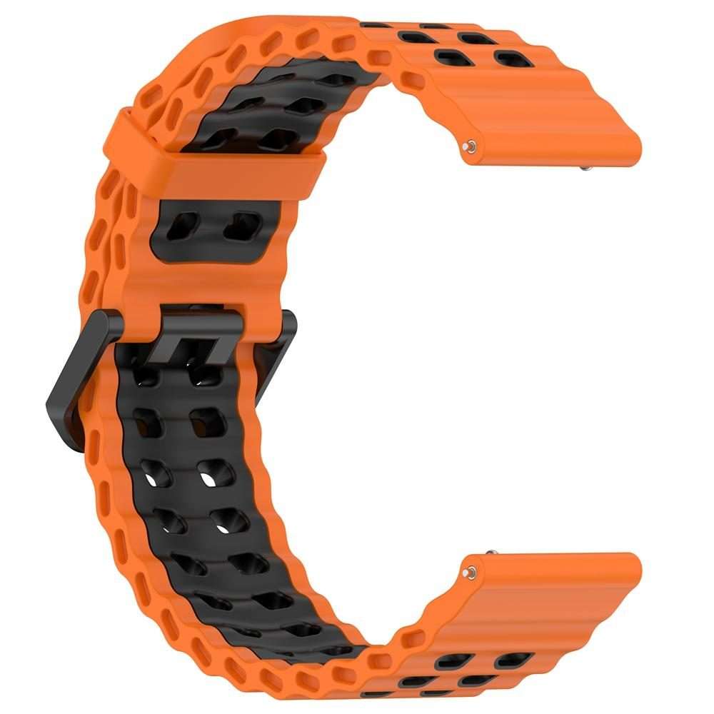 22mm Ocean Dual Pin Buckle Silicone Watch Band(Orange Black)