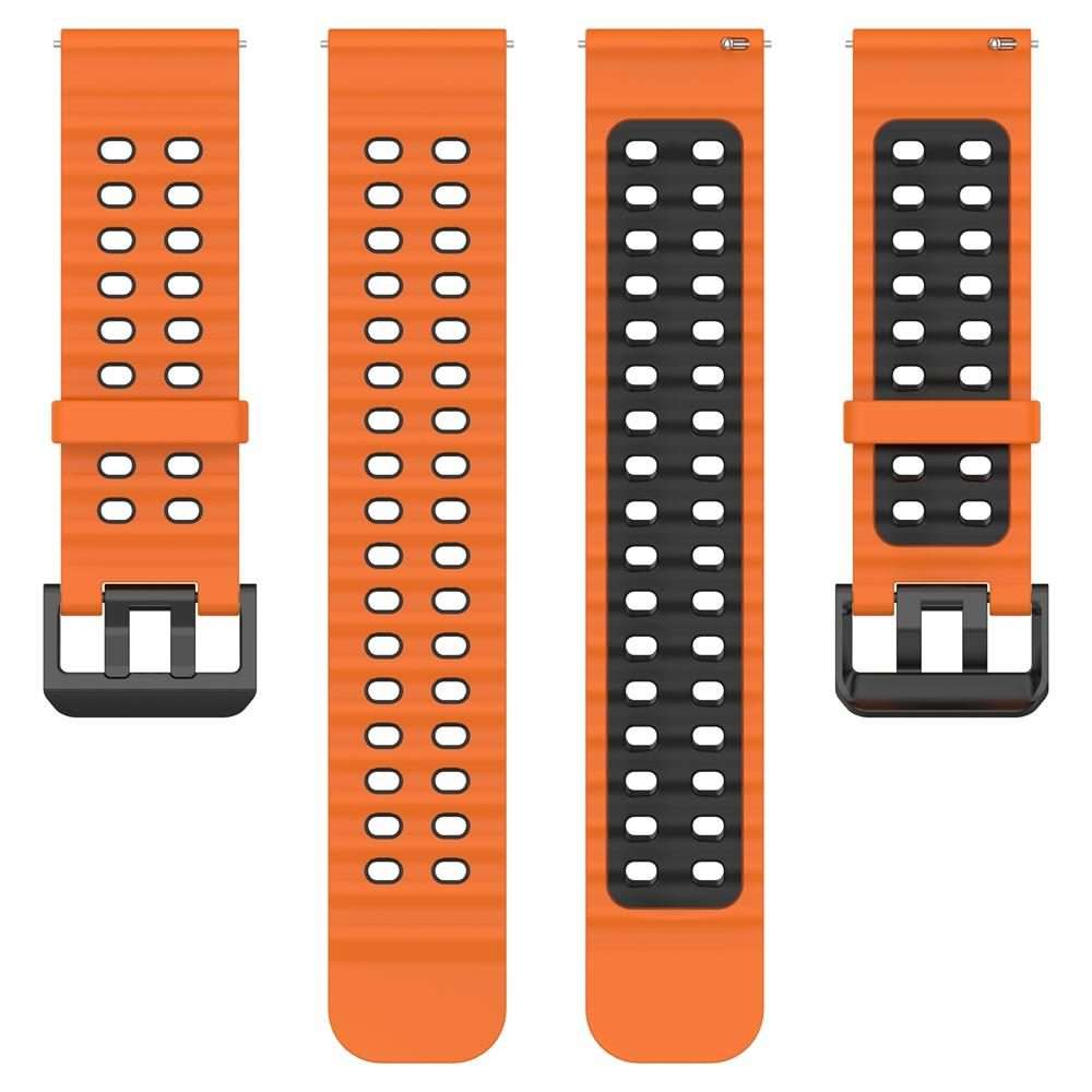 22mm Ocean Dual Pin Buckle Silicone Watch Band(Orange Black)
