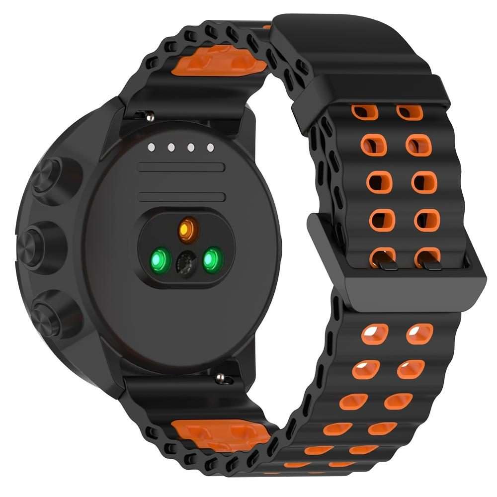 22mm Ocean Dual Pin Buckle Silicone Watch Band(Black Orange)