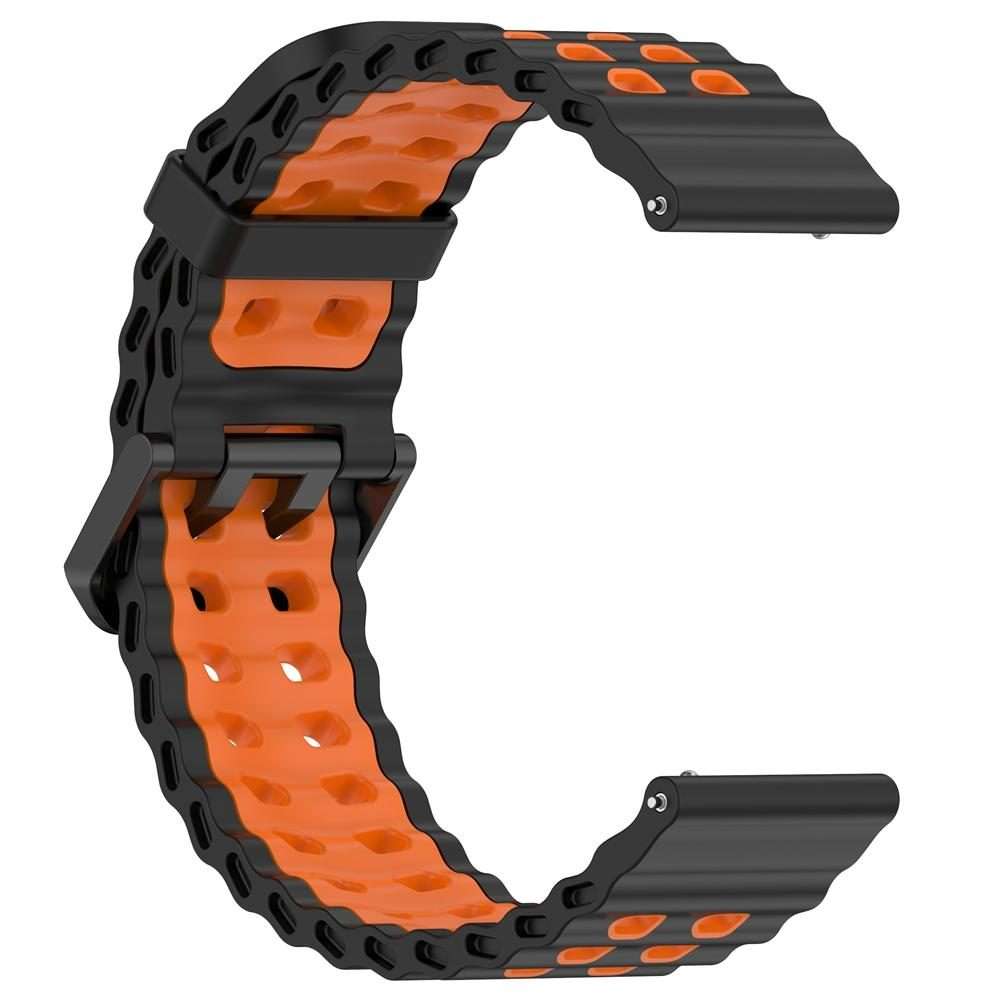 22mm Ocean Dual Pin Buckle Silicone Watch Band(Black Orange)