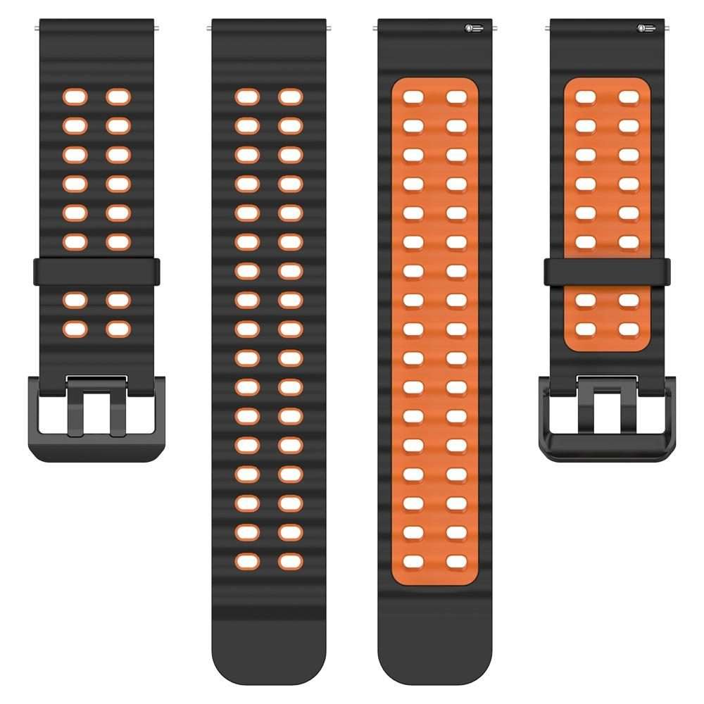 22mm Ocean Dual Pin Buckle Silicone Watch Band(Black Orange)