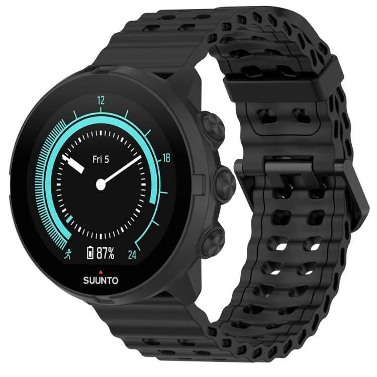 22mm Ocean Dual Pin Buckle Silicone Watch Band(Black)