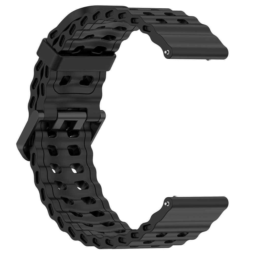 22mm Ocean Dual Pin Buckle Silicone Watch Band(Black)