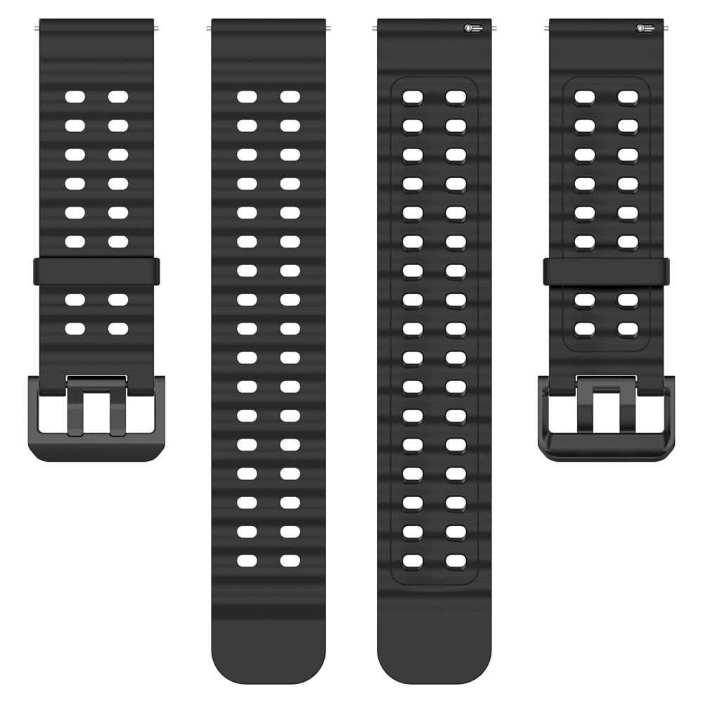 22mm Ocean Dual Pin Buckle Silicone Watch Band(Black)