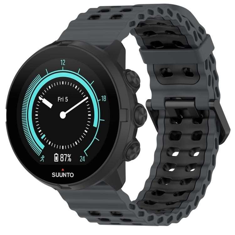 22mm Ocean Dual Pin Buckle Silicone Watch Band(Coal Black)