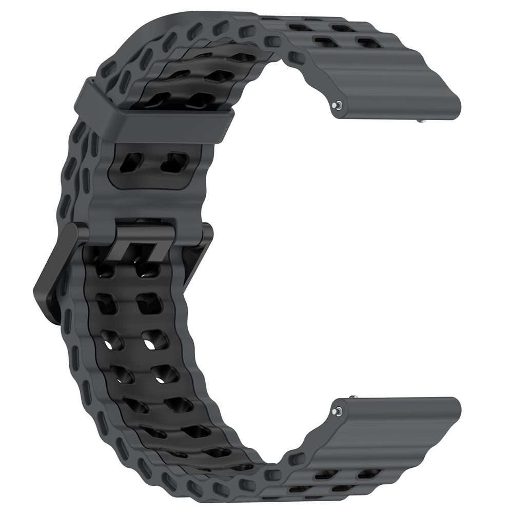 22mm Ocean Dual Pin Buckle Silicone Watch Band(Coal Black)