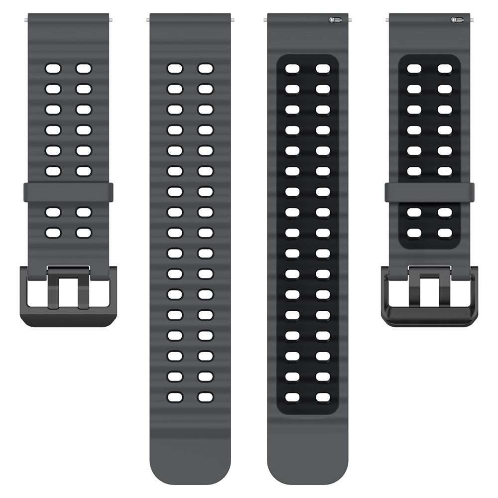 22mm Ocean Dual Pin Buckle Silicone Watch Band(Coal Black)