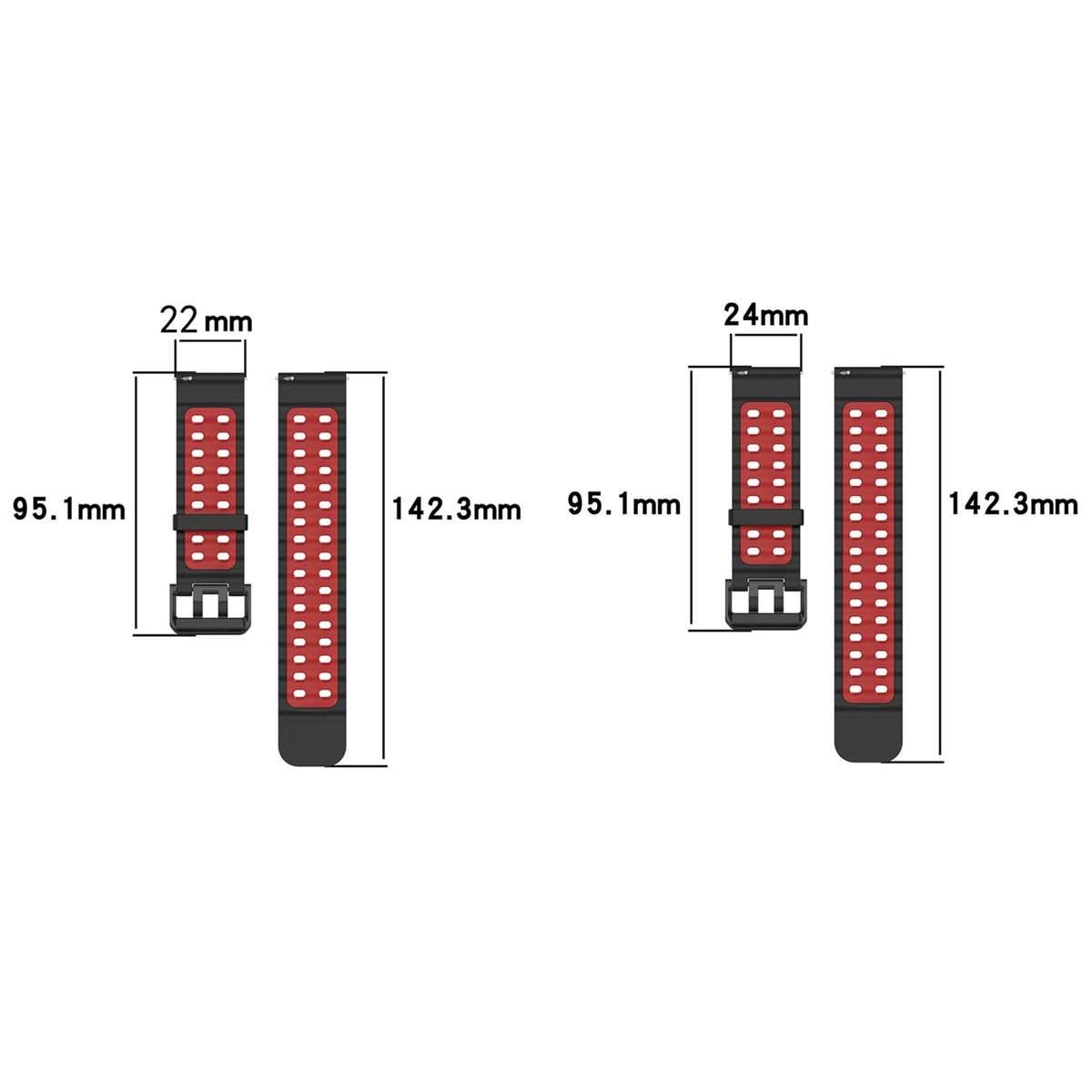22mm Ocean Dual Pin Buckle Silicone Watch Band(Coal Black)