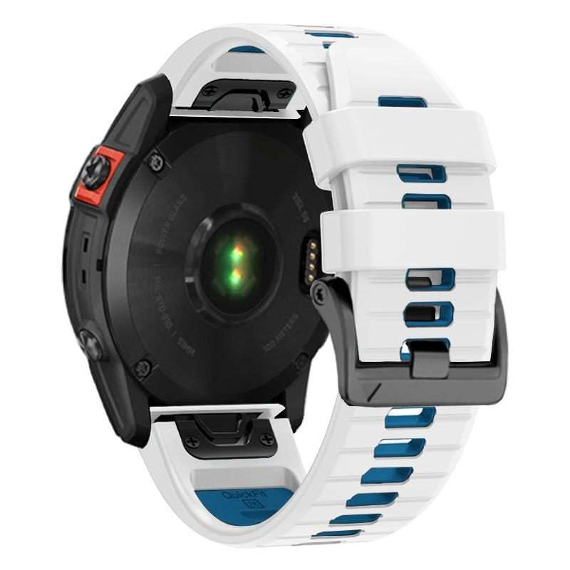 For Garmin 22mm Two Color Screw Buckle Quick Release Silicone Watch Band(White Blue)