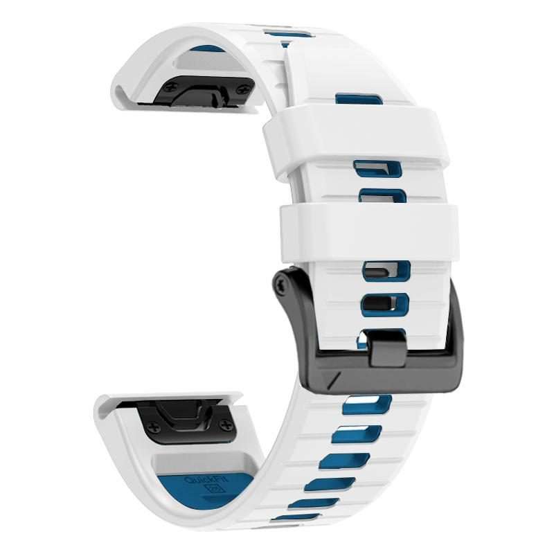 For Garmin 22mm Two Color Screw Buckle Quick Release Silicone Watch Band(White Blue)