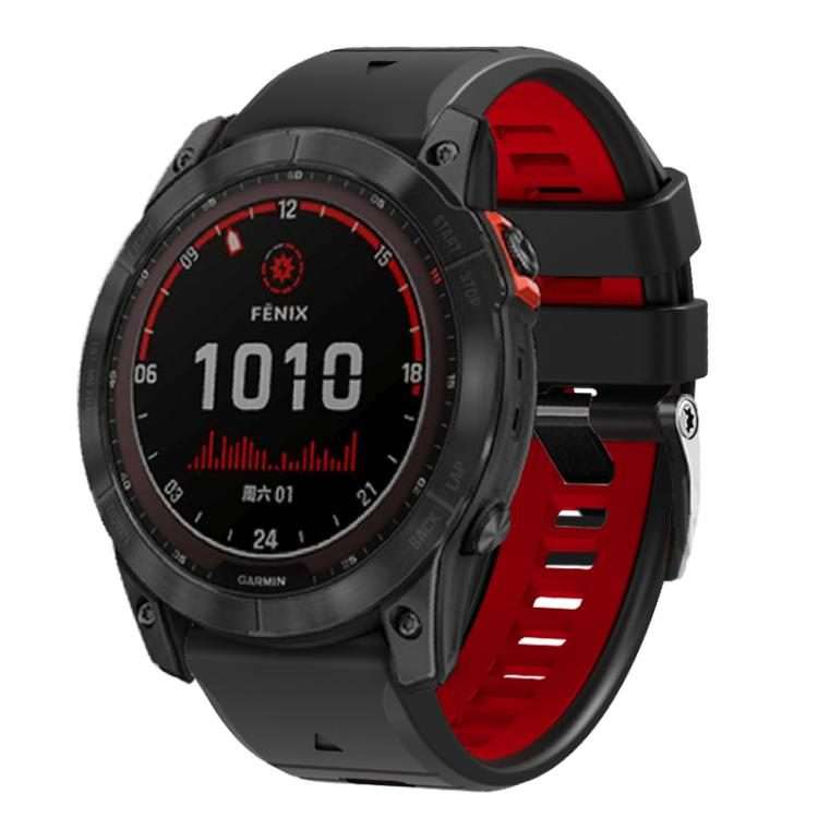 For Garmin 22mm Two Color Screw Buckle Quick Release Silicone Watch Band(Black Red)