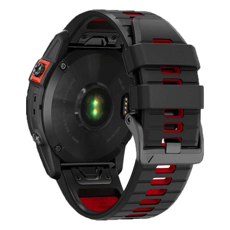 For Garmin 22mm Two Color Screw Buckle Quick Release Silicone Watch Band(Black Red)