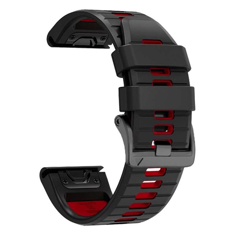 For Garmin 22mm Two Color Screw Buckle Quick Release Silicone Watch Band(Black Red)
