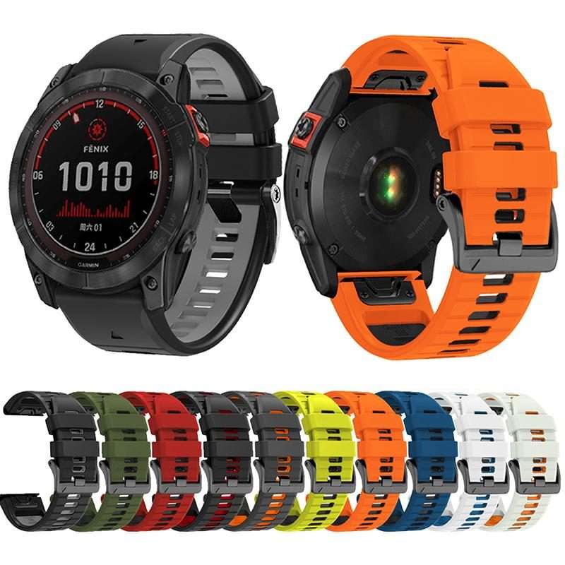 For Garmin 22mm Two Color Screw Buckle Quick Release Silicone Watch Band(Black Red)