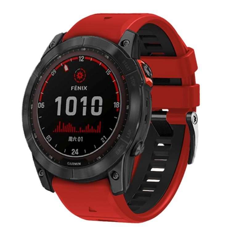For Garmin 22mm Two Color Screw Buckle Quick Release Silicone Watch Band(Red Black)