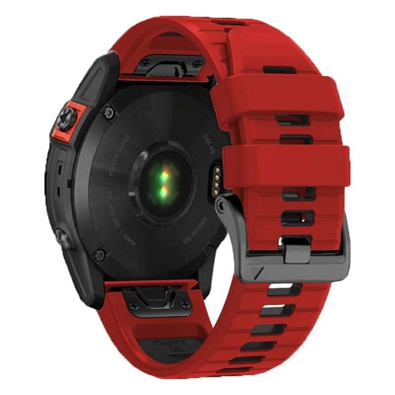 For Garmin 22mm Two Color Screw Buckle Quick Release Silicone Watch Band(Red Black)