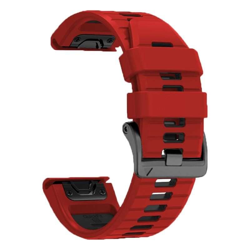 For Garmin 22mm Two Color Screw Buckle Quick Release Silicone Watch Band(Red Black)