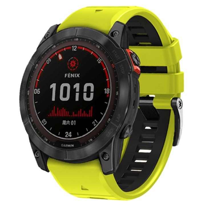 For Garmin 22mm Two Color Screw Buckle Quick Release Silicone Watch Band(Lime Black)