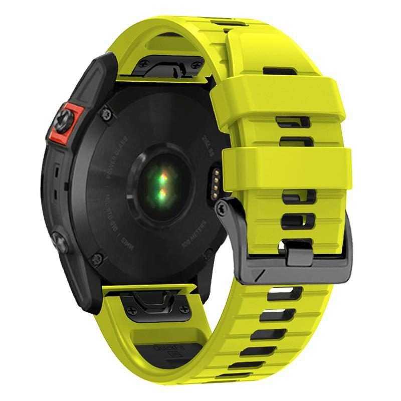 For Garmin 22mm Two Color Screw Buckle Quick Release Silicone Watch Band(Lime Black)