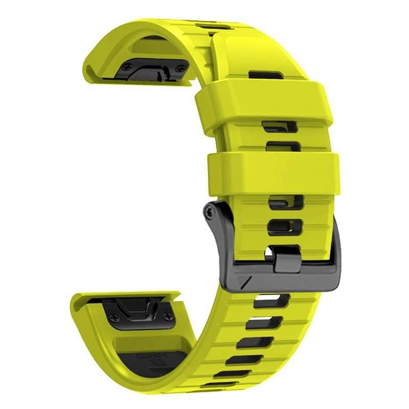 For Garmin 22mm Two Color Screw Buckle Quick Release Silicone Watch Band(Lime Black)