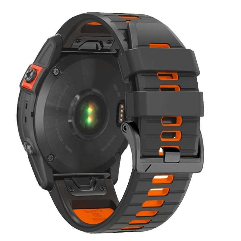 For Garmin 22mm Two Color Screw Buckle Quick Release Silicone Watch Band(Grey Orange)