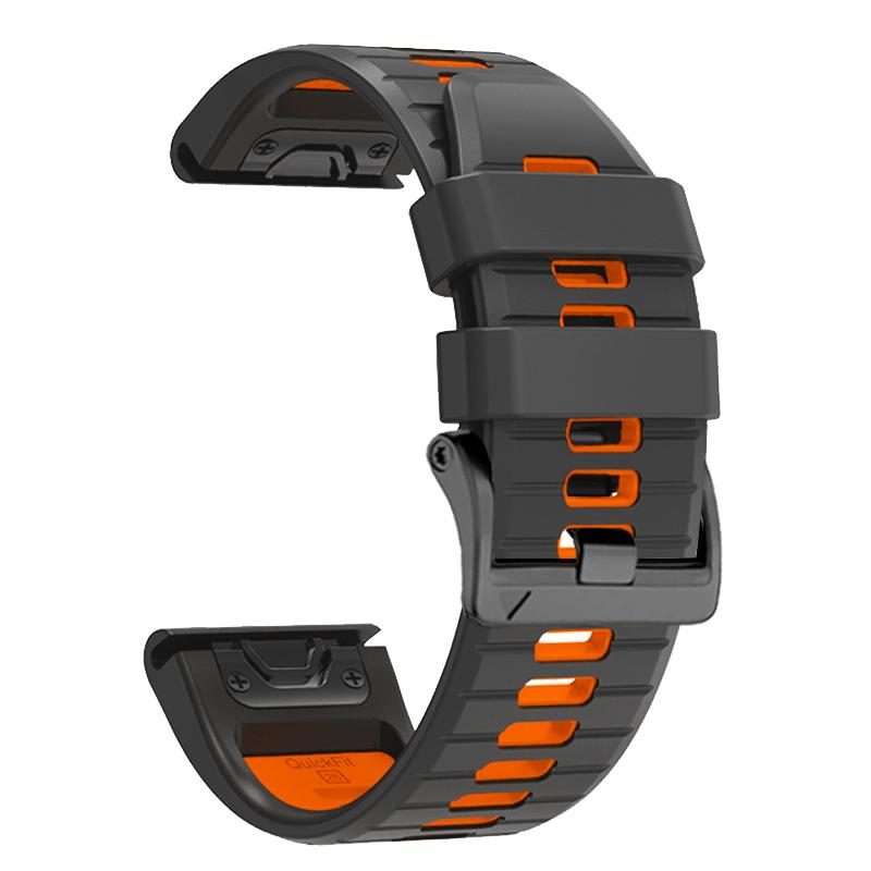 For Garmin 22mm Two Color Screw Buckle Quick Release Silicone Watch Band(Grey Orange)