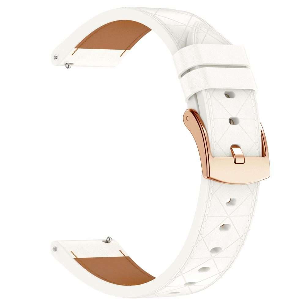 18mm Square Leather Rose Gold Buckle Watch Band(White)