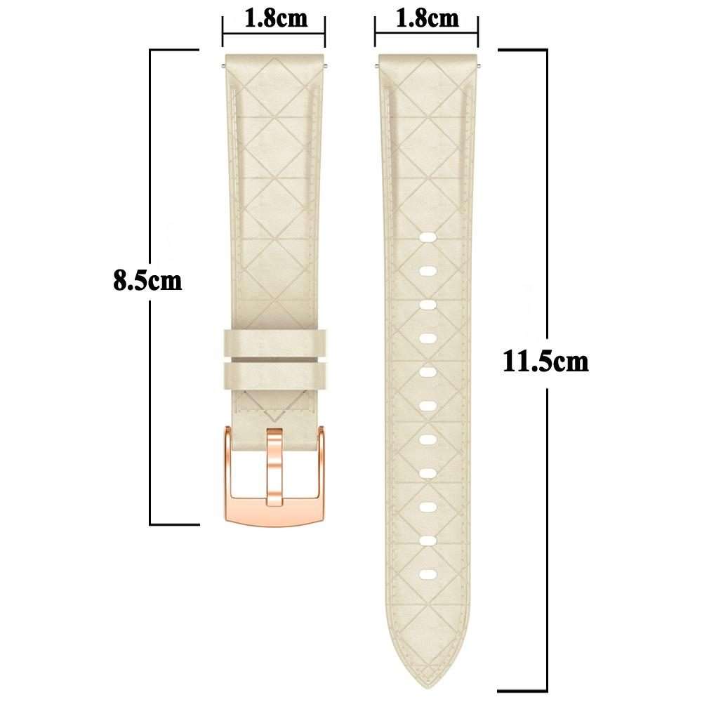 20mm Square Leather Rose Gold Buckle Watch Band(White)