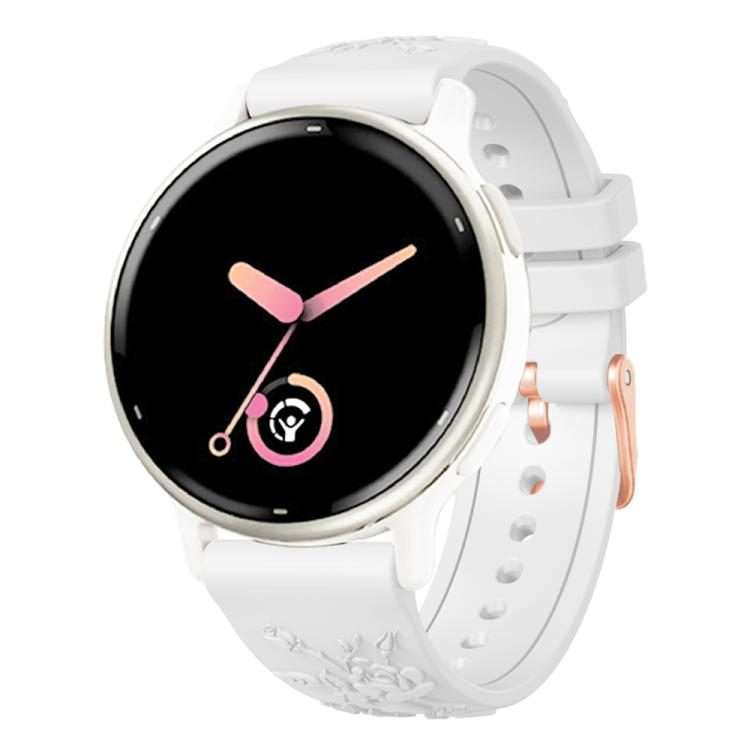 20mm Embossed Rose Gold Buckle Silicone Watch Band(White)