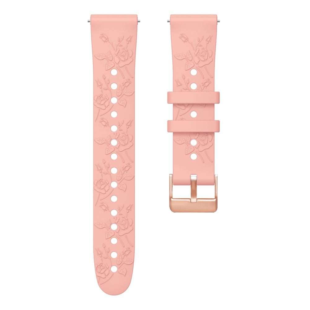 20mm Embossed Rose Gold Buckle Silicone Watch Band(Pink)