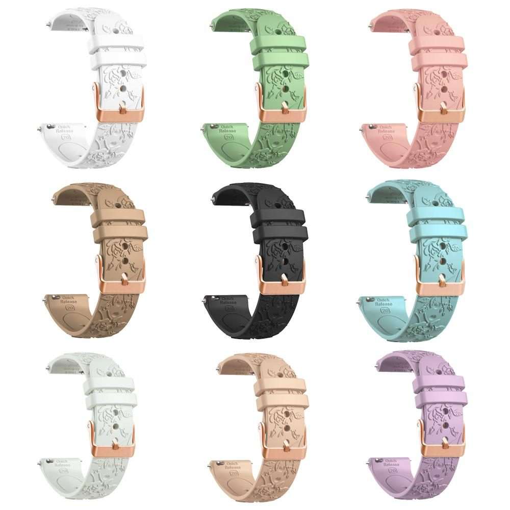 20mm Embossed Rose Gold Buckle Silicone Watch Band(Light Green)