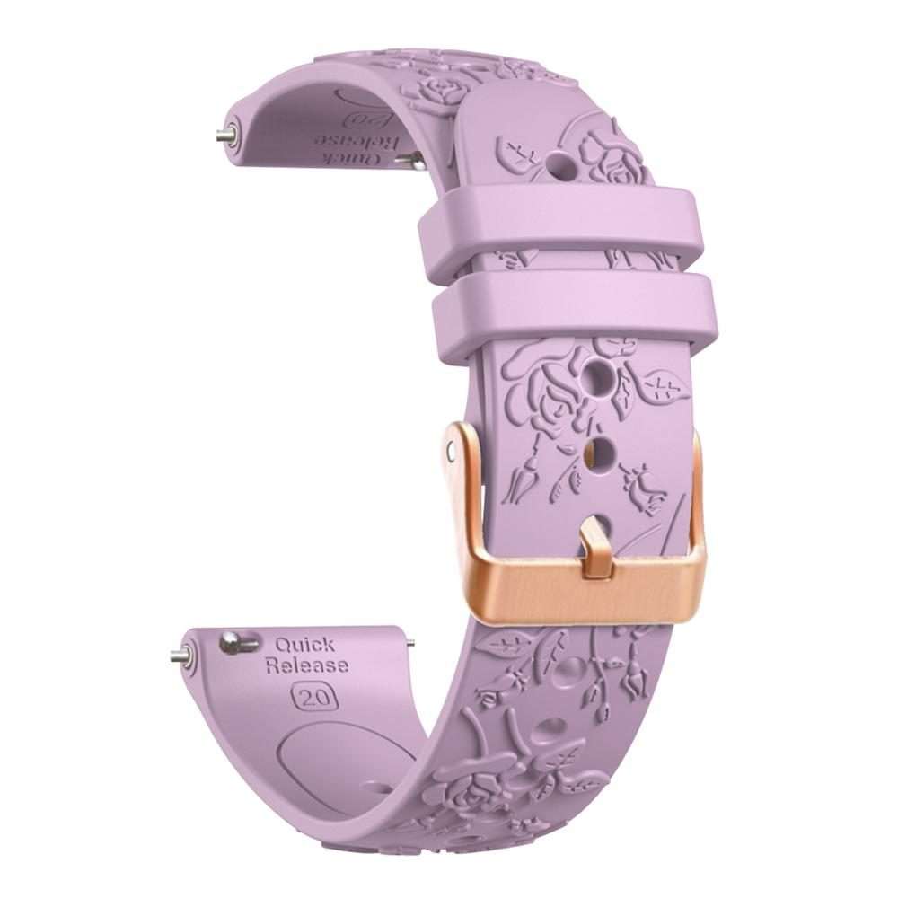 20mm Embossed Rose Gold Buckle Silicone Watch Band(Light Purple)