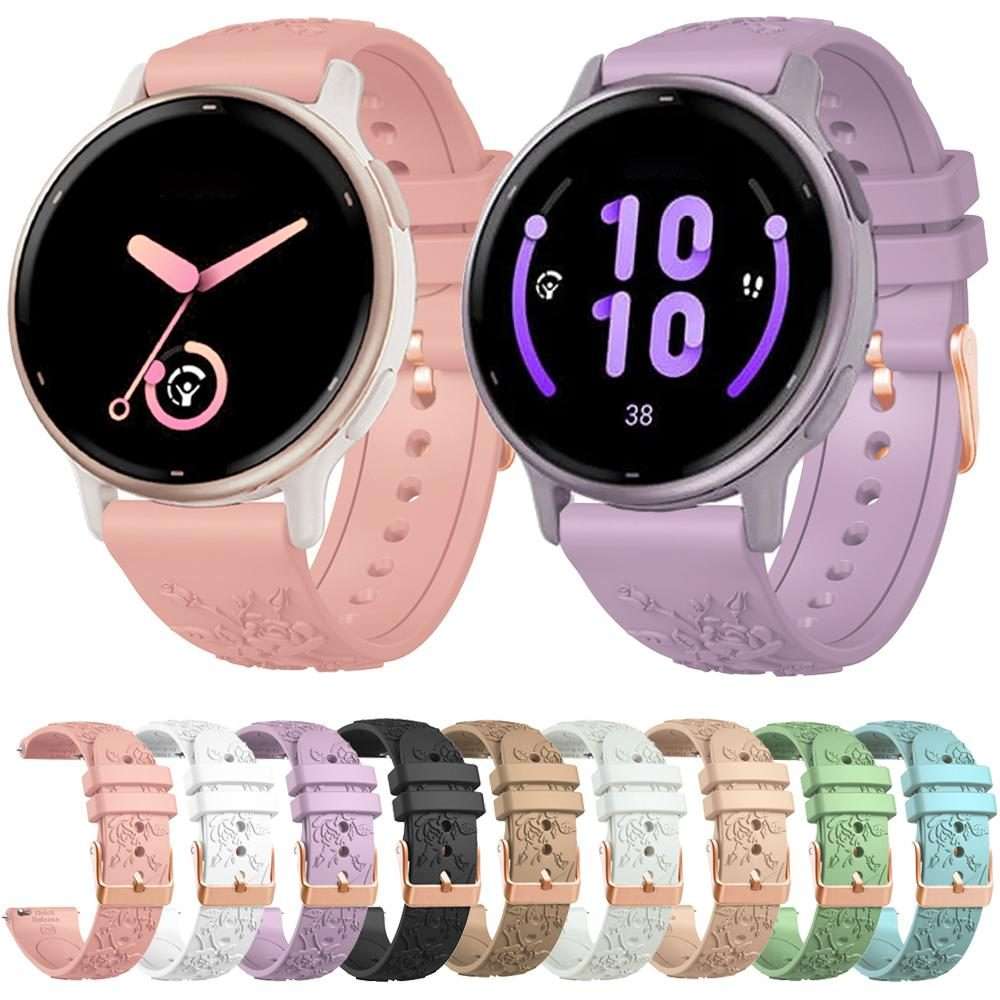 20mm Embossed Rose Gold Buckle Silicone Watch Band(Light Purple)