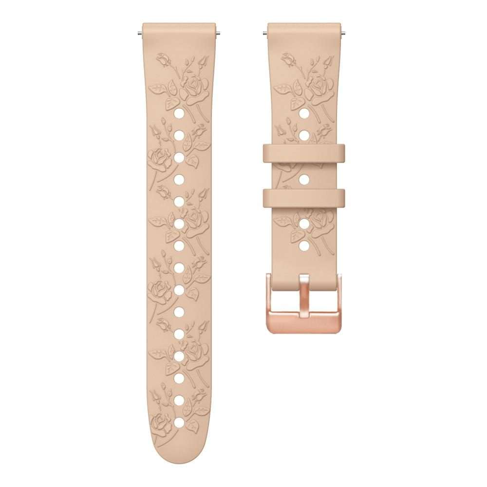 20mm Embossed Rose Gold Buckle Silicone Watch Band(Apricot)