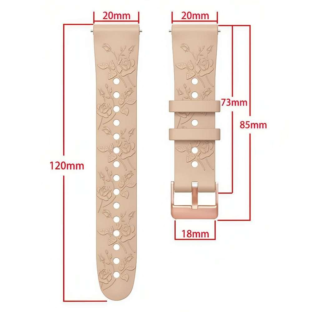 20mm Embossed Rose Gold Buckle Silicone Watch Band(Apricot)