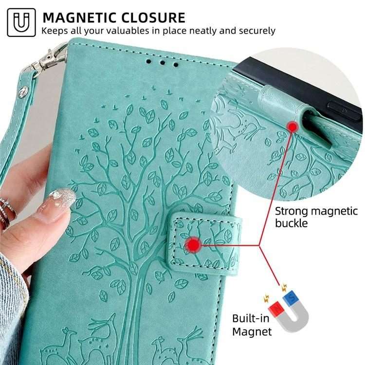 For Xiaomi 17 Pro Tree & Deer Embossed Leather Phone Case(Green)