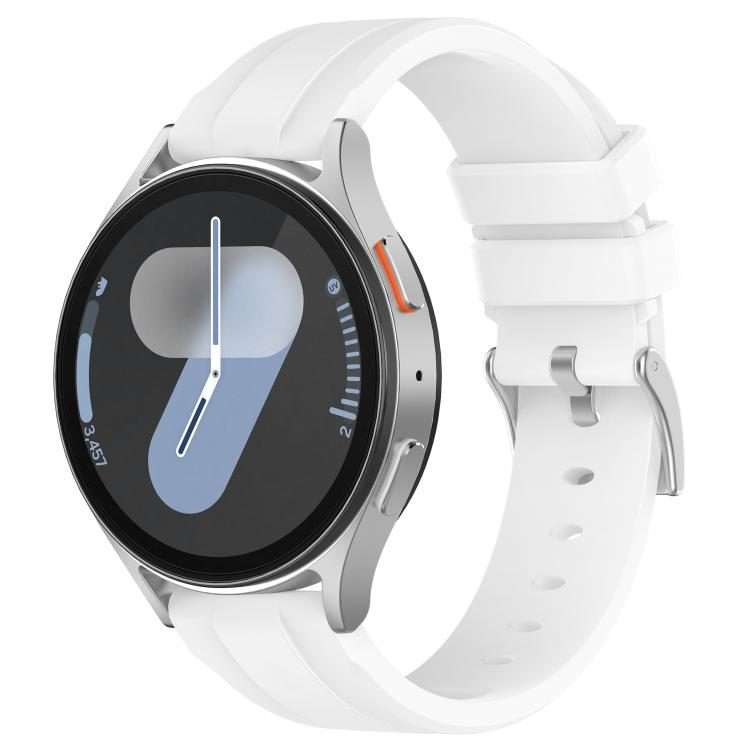 20mm Flat Head Solid Color Steel Buckle Silicone Watch Band(White)