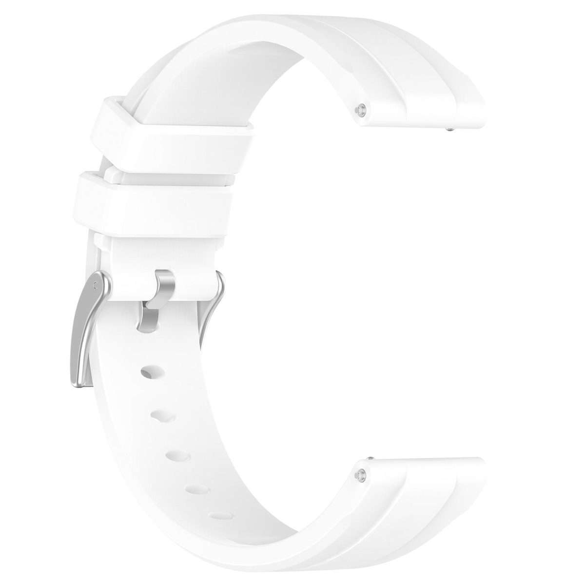 20mm Flat Head Solid Color Steel Buckle Silicone Watch Band(White)