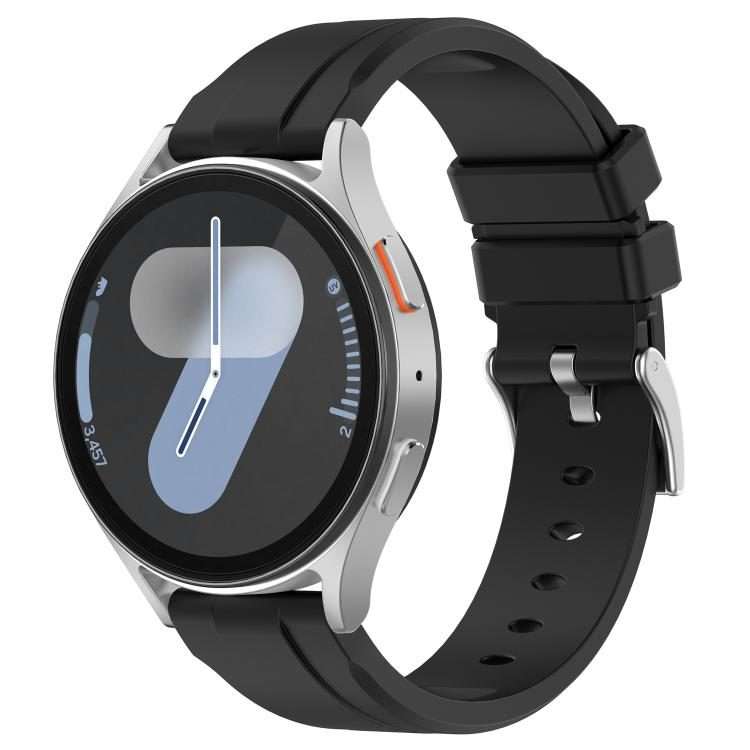 20mm Flat Head Solid Color Steel Buckle Silicone Watch Band(Black)