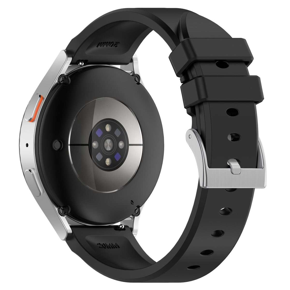 20mm Flat Head Solid Color Steel Buckle Silicone Watch Band(Black)