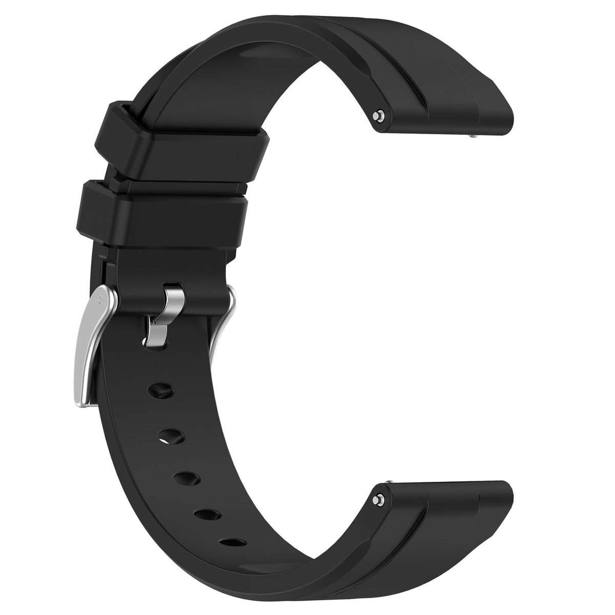 20mm Flat Head Solid Color Steel Buckle Silicone Watch Band(Black)
